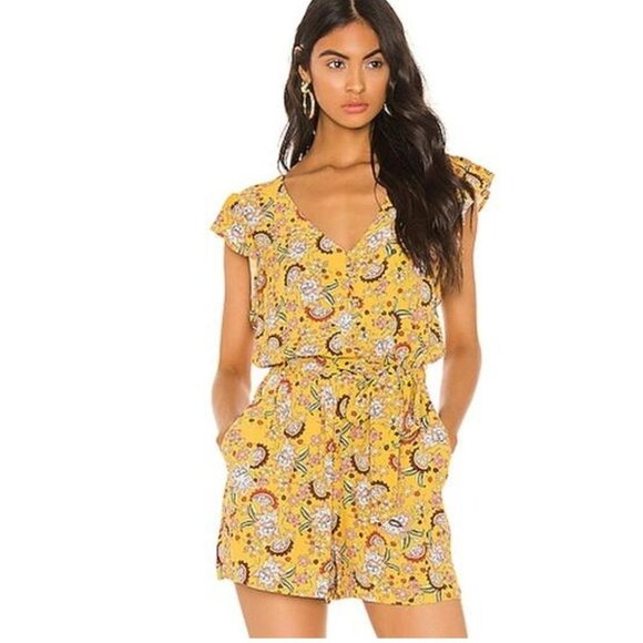 Sanctuary Artist Floral Button Down Flutter Romper-  Size L - Picture 1 of 10